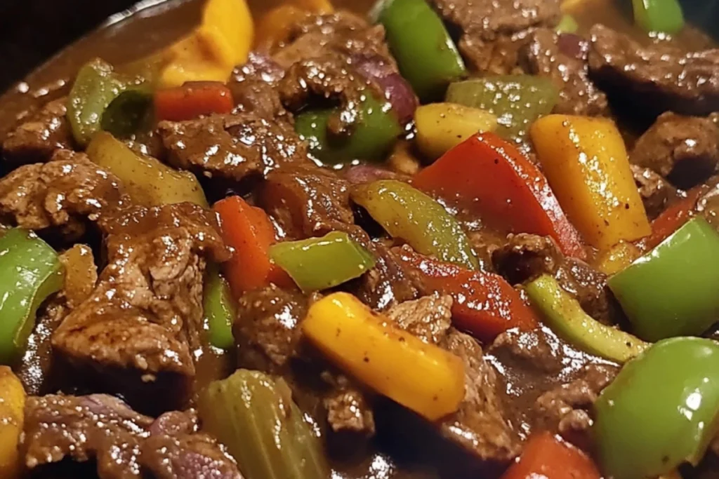 Slow Cooker Pepper Steak, Crock Pot Beef Pepper Stew, Easy Pepper Steak, Crockpot Beef Recipe, Tender Pepper Steak, Beef and Pepper Stew.