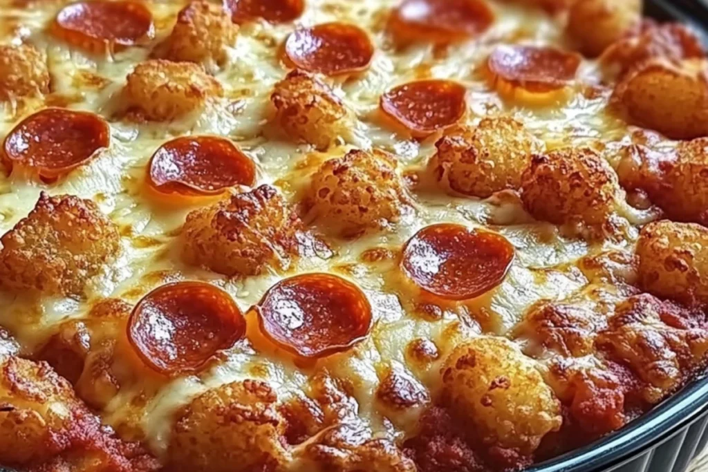 Pizza Tater Tot Casserole Tater Tot Pizza Bake Cheesy Tater Tot Casserole Pepperoni Tater Tot Pizza Pizza Casserole with Tater Tots Loaded Tater Tot Casserole Easy Tater Tot Pizza Dinner Tater Tot Pizza Dish Kid-friendly Pizza Casserole Baked Tater Tot Pizza