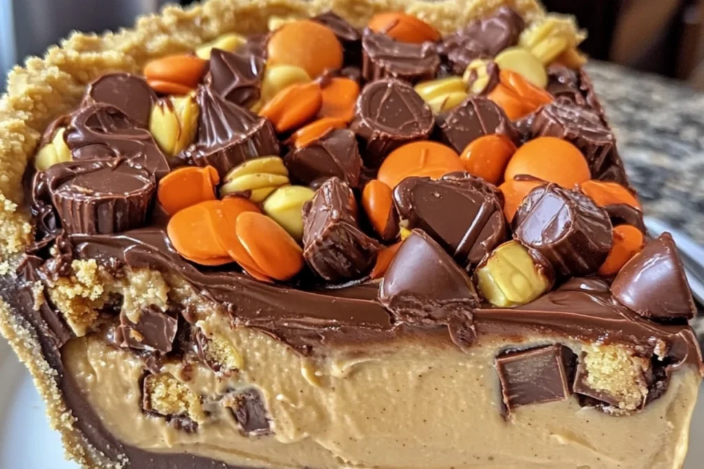 Peanut Butter Chocolate Pie Reese’s Pie Chocolate Peanut Butter Dessert No-Bake Peanut Butter Pie Giant Reese's Pie Peanut Butter Cup Tart Easy Chocolate Pie Homemade Candy Pie Chocolate Ganache Pie Decadent Peanut Butter Dessert
