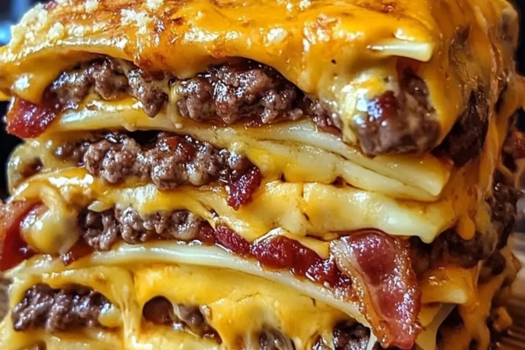 Turkey Bacon Lasagna Garlic Cheeseburger Casserole Bacon Cheeseburger Pasta Bake Creamy Turkey Lasagna Bacon Lasagna with Parmesan Sauce Cheeseburger Layered Pasta Ground Turkey Lasagna Bake Parmesan Garlic Lasagna Bacon Cheeseburger Lasagna Recipe Turkey Cheeseburger Casserole