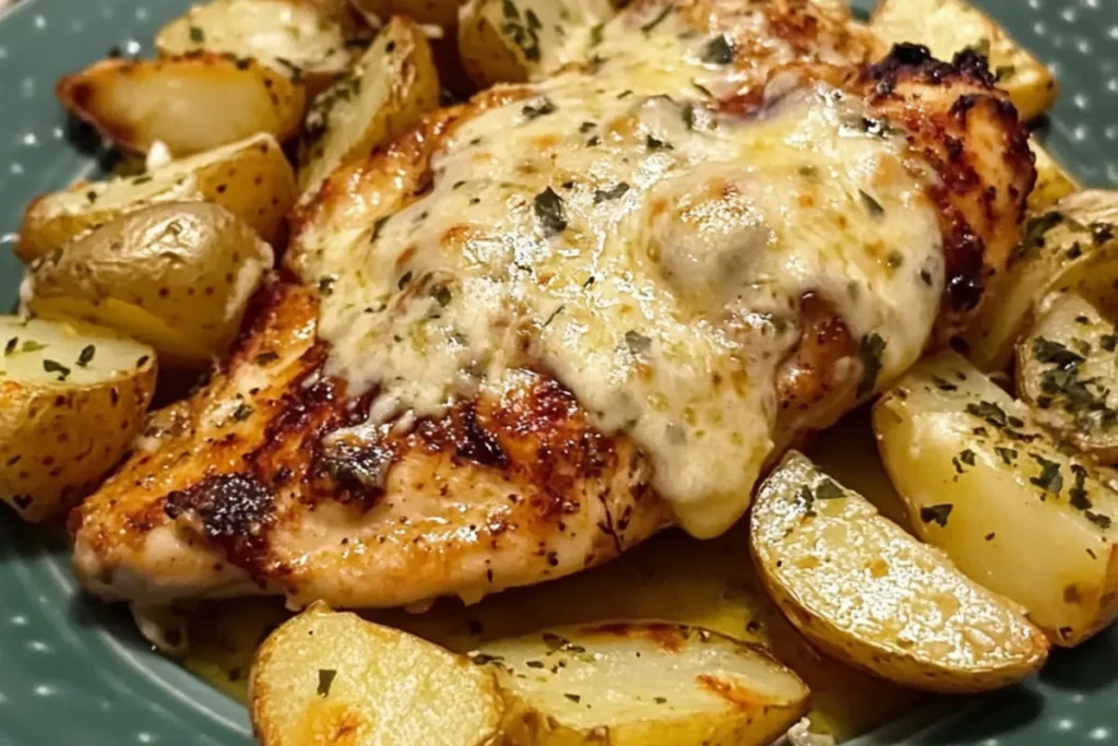 baked garlic parmesan chicken, chicken and potato bake, parmesan crusted chicken with potatoes, roasted garlic chicken dinner, cheesy garlic chicken and potatoes, one-pan chicken and potatoes, garlic butter chicken with potatoes, crispy chicken and potato recipe.