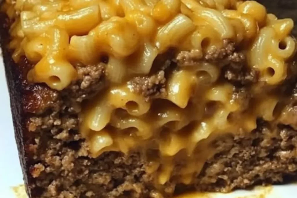 Mac and cheese stuffed meatloaf Meatloaf with mac and cheese filling Stuffed meatloaf with mac and cheese Mac and cheese meatloaf recipe Ultimate cheesy meatloaf Meatloaf with creamy mac and cheese