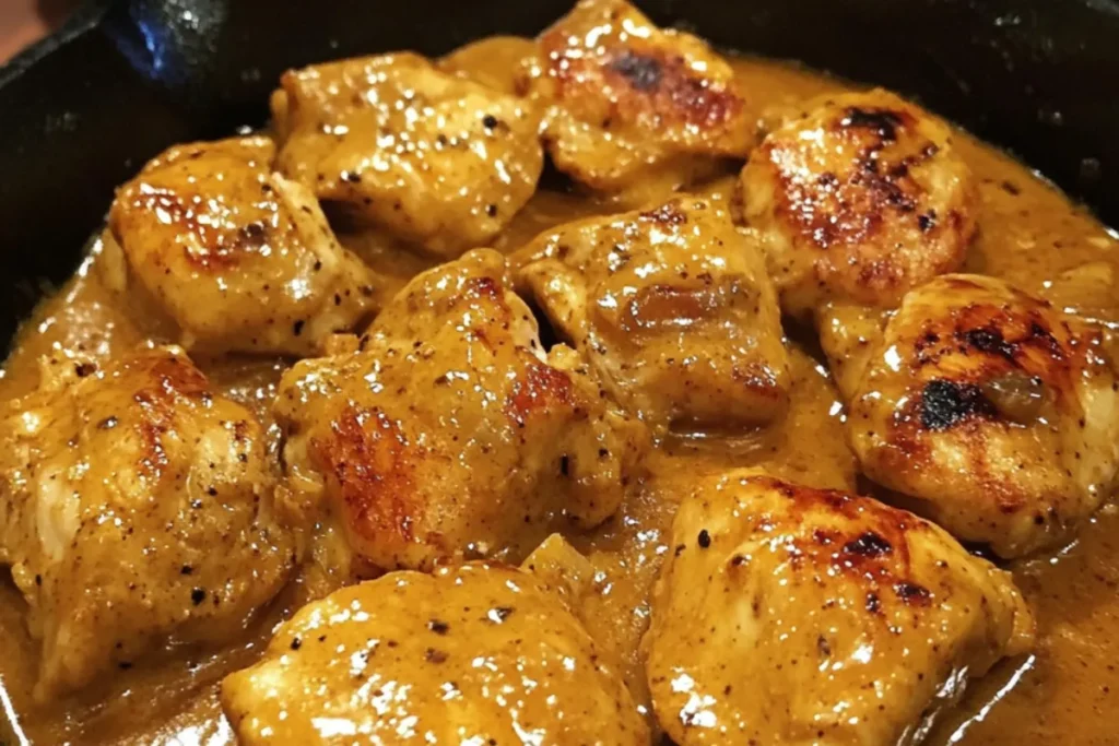 Butter chicken skillet recipe, creamy butter chicken, chicken skillet with creamy sauce, Texas Roadhouse copycat recipe, homemade butter chicken skillet.