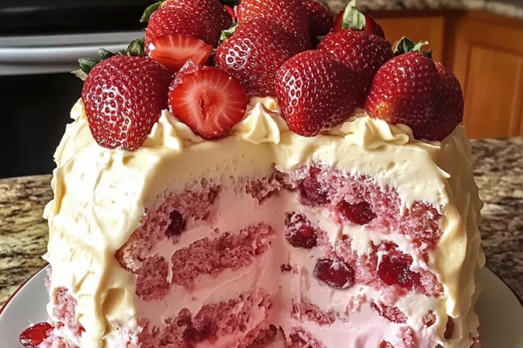 strawberry pound cake, Italian cream cake, homemade strawberry cake, creamy strawberry cake, Italian strawberry cake, moist pound cake recipe, strawberry dessert cake