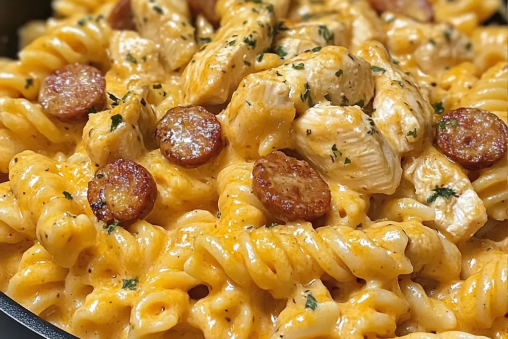One-pot pasta recipe | Smoky cheddar pasta | Cheddar ranch pasta | Easy chicken sausage pasta | Creamy ranch chicken pasta | One-pot cheesy pasta | Sausage chicken pasta