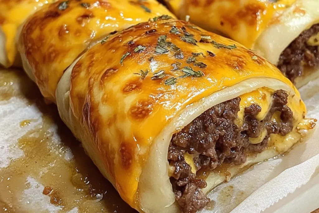 Cheeseburger roll-ups Ground beef rollups Garlic butter burger wraps Cheesy beef rollups Crescent roll cheeseburgers Beef and cheese pastry rolls Garlic butter beef wraps Baked cheeseburger bites Burger rollup recipe Stuffed cheeseburger rolls