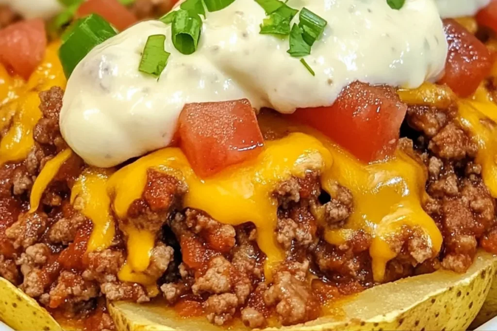 Loaded taco potatoes Taco stuffed potatoes Taco baked potatoes Tex-Mex potatoes Potato taco boats Taco potato recipe Mexican stuffed potatoes Baked potato tacos Taco filling on potatoes Spicy stuffed potatoes