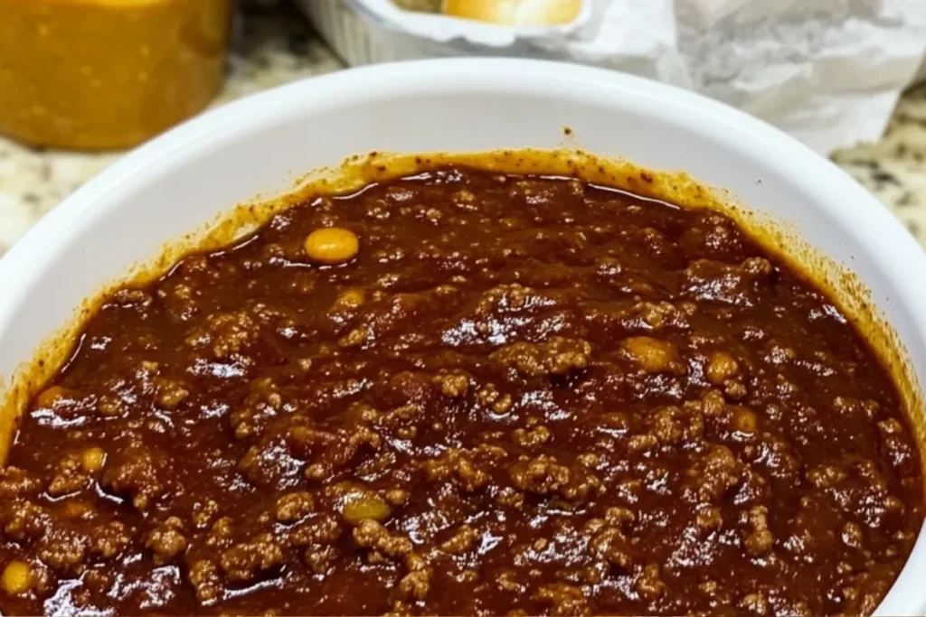 WV hot dog chili Appalachian chili sauce no bean hot dog chili West Virginia chili dog sauce classic hot dog topping homemade hot dog chili recipe traditional Southern chili sauce WV style chili topping hot dog meat sauce
