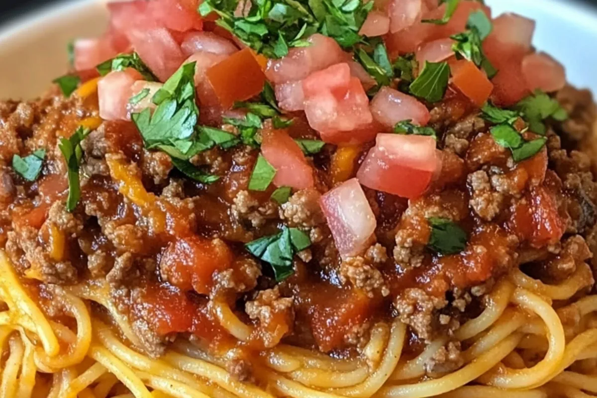 Taco pasta recipe Mexican spaghetti Tex-Mex spaghetti Spaghetti taco casserole Cheesy taco spaghetti One-pot taco pasta Taco meat spaghetti Spicy taco spaghetti Ground beef spaghetti Mexican style