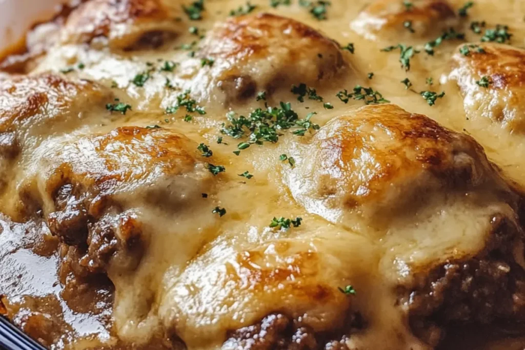 Amish beef casserole, Amish ground beef bake, hamburger steak casserole, traditional Amish bake, Amish comfort food