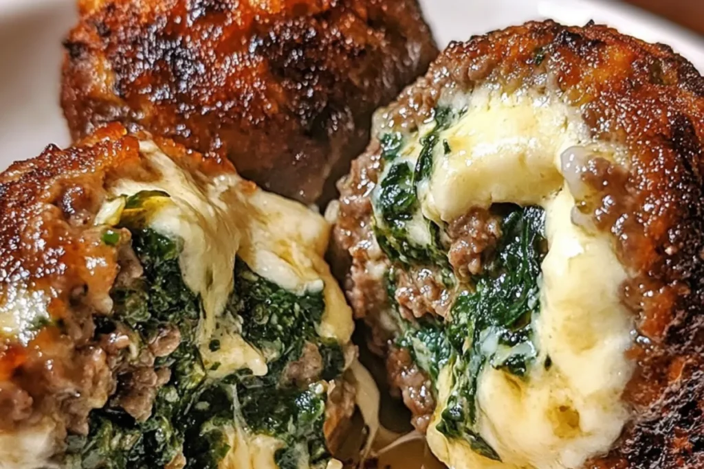 Mozzarella Stuffed Meatballs Cheesy Spinach Meatballs Garlic Spinach Meatball Recipe Stuffed Meatballs with Cheese Spinach and Mozzarella Balls Cheesy Meatballs with Garlic Spinach Mozzarella Meatball Recipe