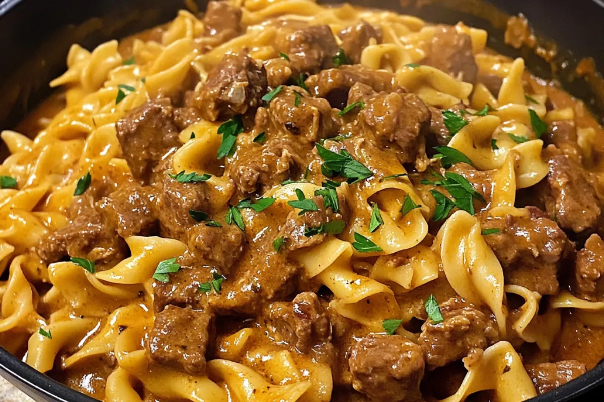 Homestyle Beef Stroganoff Creamy Beef and Noodles Traditional Stroganoff Recipe Beef and Mushroom Pasta Savory Stroganoff Dinner Comfort Food Beef Dish Old-Fashioned Beef Stroganoff Egg Noodles with Creamy Beef